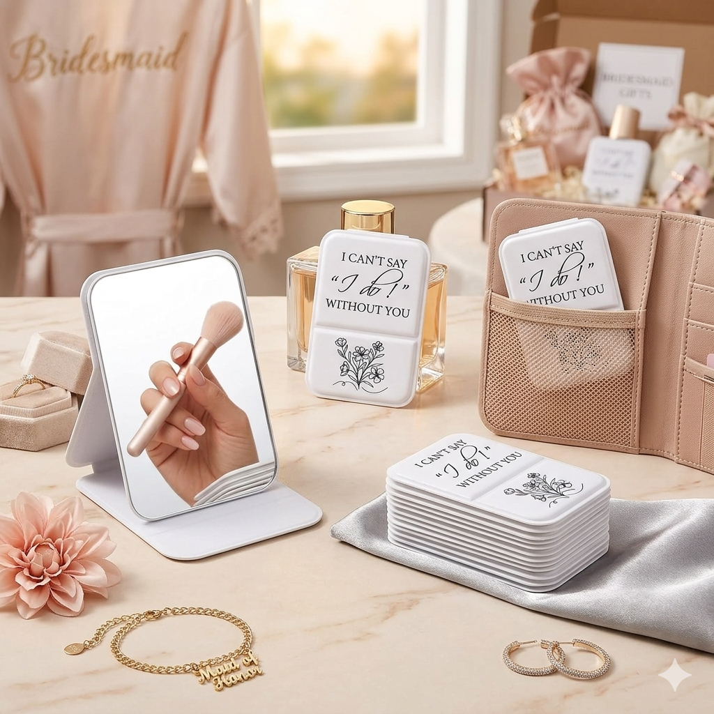 Kompakt fickspegel – Den perfekta "Bridesmaid Proposal"-gåvan