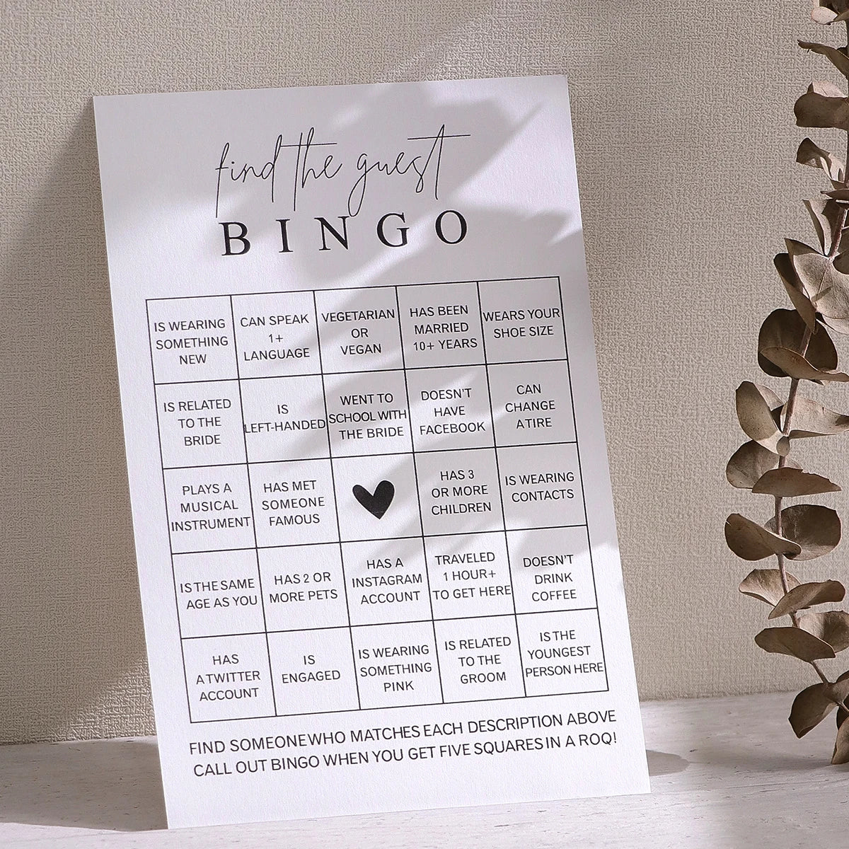 "Find Your Guest" Bingo