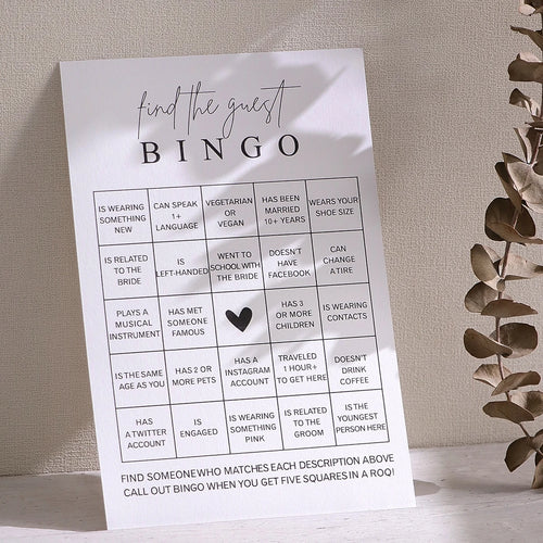 "Find Your Guest" Bingo
